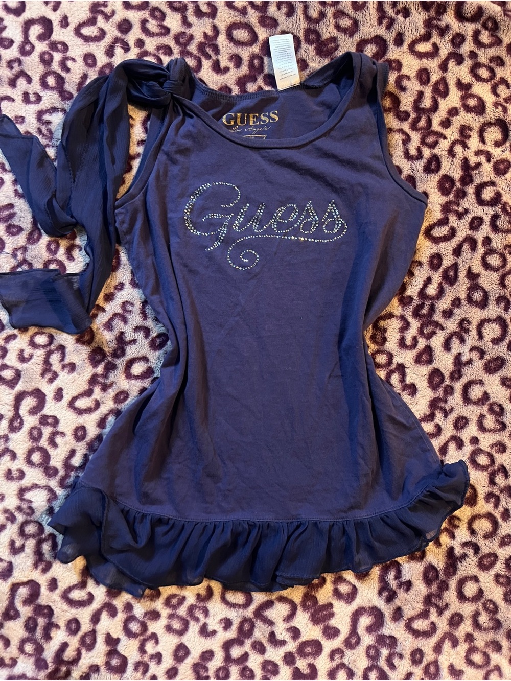 GUESS Girls Purple scarf Ruffle Tank Top